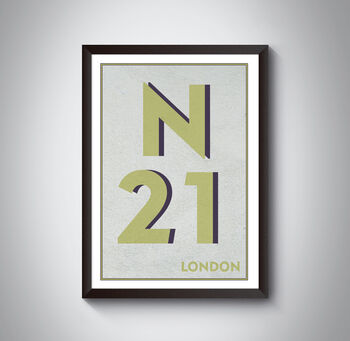 N21 Enfield London Postcode Typography Print, 8 of 12
