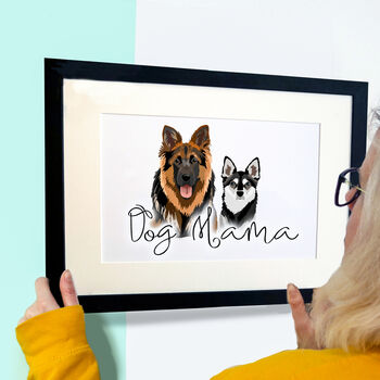 Mother's Day Dog Mum Pet Portrait Framed Illustration, 2 of 12