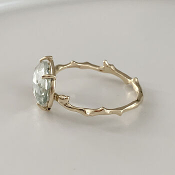 Twig Statement Ring With Rose Cut Blue Green Amethyst, 2 of 6