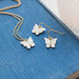 White Butterfly Necklace And Earrings, thumbnail 1 of 7