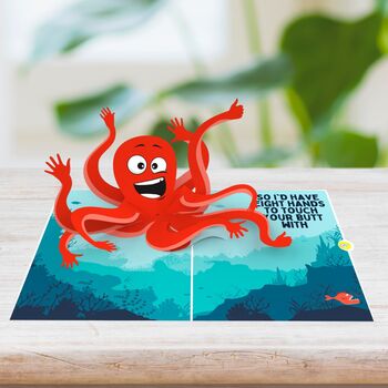 Touch Your Butt! 3D Pop Up Cheeky Octopus Animal Card! Funny Anniversary Card! Silly Humourous And Romantic, 4 of 9