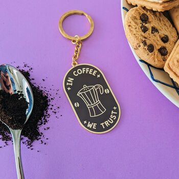 In Coffee We Trust Keyring Coffee Gifts, 5 of 7