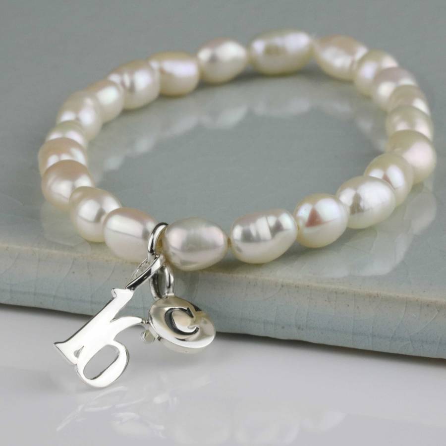Personalised Freshwater Pearl Birthday Charm Bracelet, 1 of 7