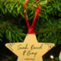 Personalised Mummy, Daddy And Bump Christmas Star Decoration, thumbnail 2 of 4