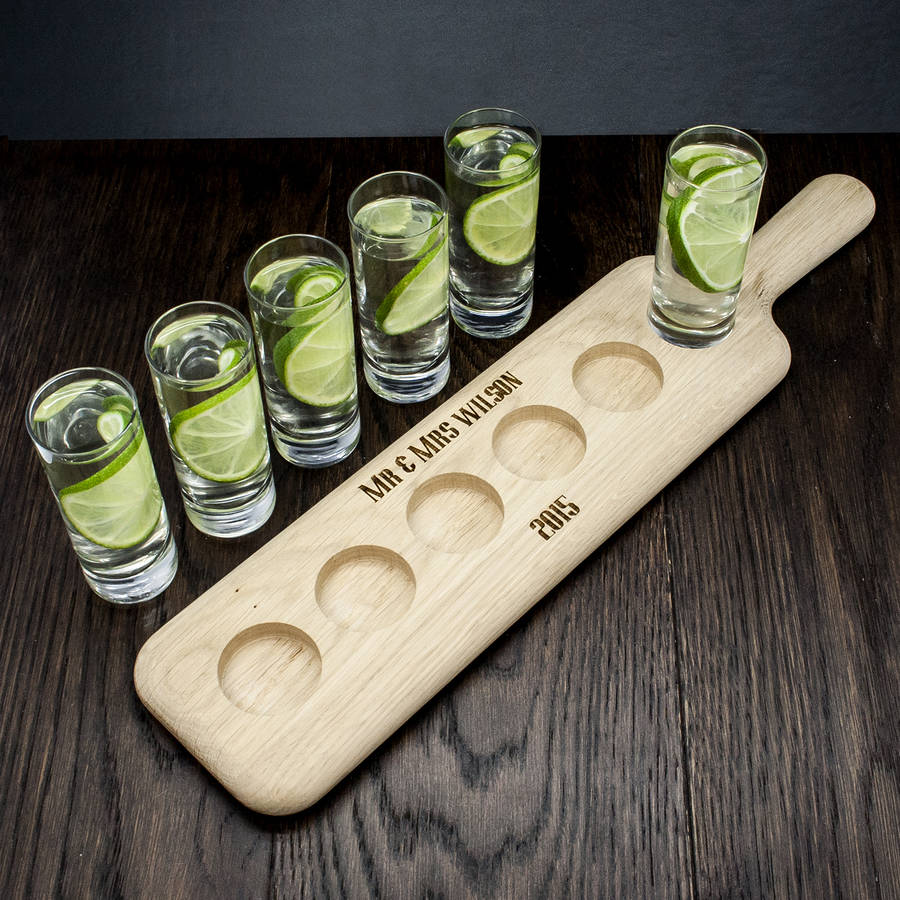 Set Of Six Shot Glasses And Personalised Paddle Board By The Letteroom