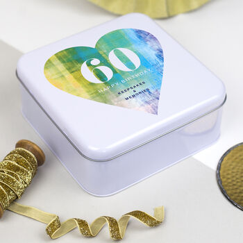 Personalised 60th Birthday Gift Tin Box, 2 of 3
