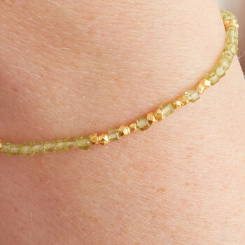 Green Peridot Gold And Silver Beaded Bracelet, 2 of 11