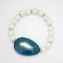 Rhoda Chunky Gemstone Bead With Faux Pearls Elastic Bracelet, thumbnail 3 of 5