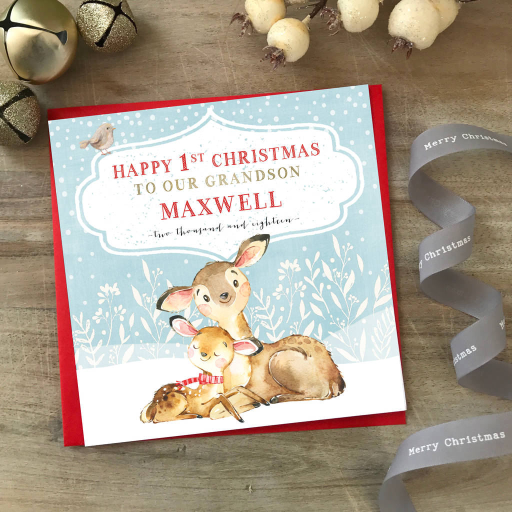 To My/Our Grandson First Christmas Card | 1st Christmas By Farrah & Eve ...