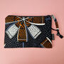 Large African Print Zip Pouch | Grey Deji Print, thumbnail 1 of 5