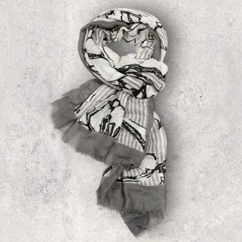 Gold Leaf Floral And Stripes Scarf, 3 of 10