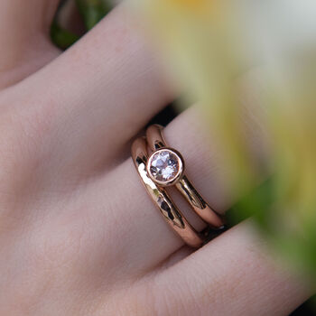 Solid 9ct Rose Gold Morganite Solitaire Ring, 3 of 5