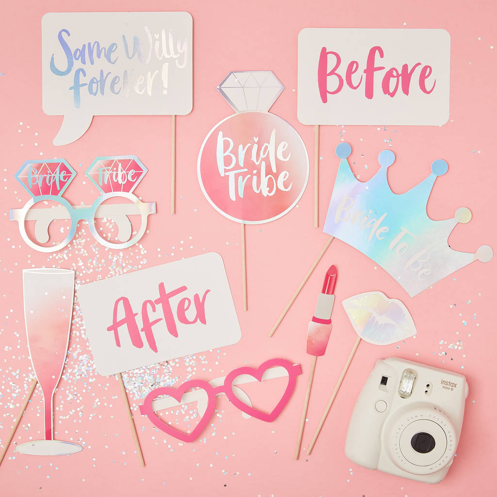 Hen Party Pink And Iridescent Photo Booth Props, 1 of 3