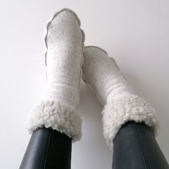 Merino Wool Elastic High Socks, 2 of 7