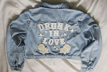 Bride Embroidered Denim Jacket 'Drunk In Love', 5 of 9