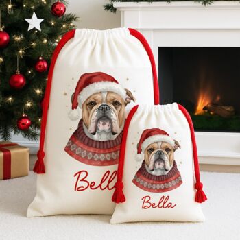 Personalised Bulldog Santa Sack, 2 of 3