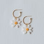 Daisy Flower Gold Hoop Earrings, thumbnail 4 of 6