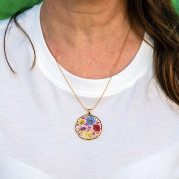 Medium Necklace With Multicolour Flowers In Gold Or Silver, 5 of 9