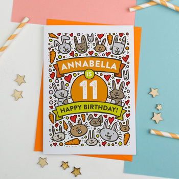 Personalised Rabbit Birthday Card Any Age, 2 of 2