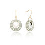 Cream And Green Stripey Circular Earrings, thumbnail 1 of 6