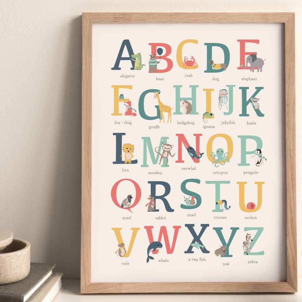 Animal Alphabet Print A To Z Kids Bedroom Print By Jack and Jess ...