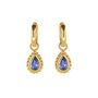 December Birthstone Tanzanite Gold Plated Huggie Hoop Earrings, thumbnail 2 of 12