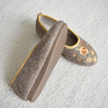 Wool Ballerina Slippers Oak Brown, 2 of 3