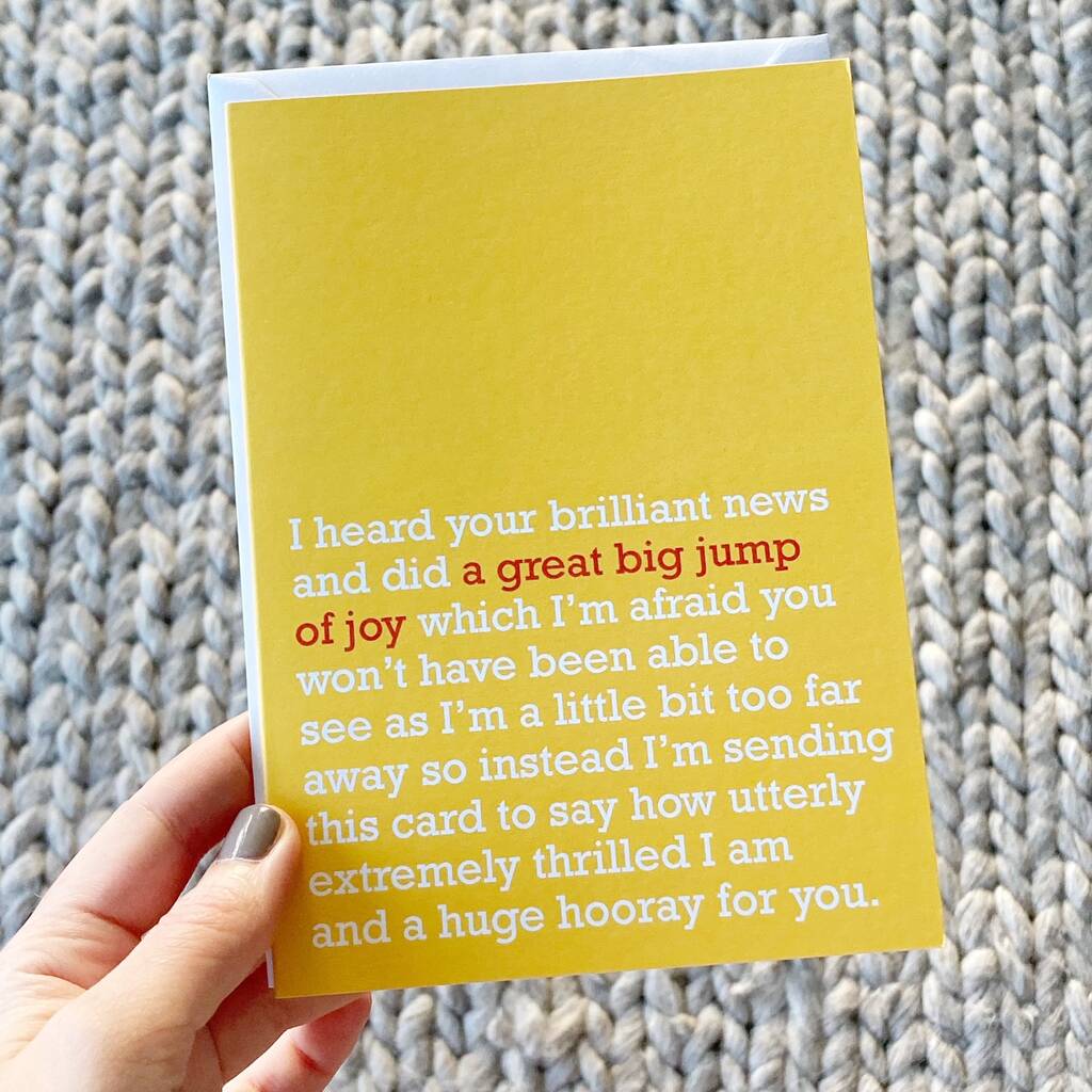 'A Great Big Jump Of Joy' Card For Congratulations By The Right Lines ...