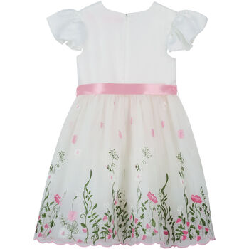 Garden Floral Girls Party Dress, White And Pink, 5 of 5