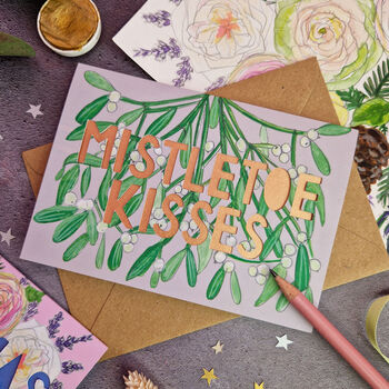 Papercut 'Mistletoe Kisses' Botanical Christmas Card, 2 of 7