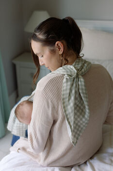 Gingham Sage Large Swaddle Muslin, 6 of 10