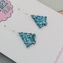 Snowfall / Blue Glitter Christmas Tree Earrings Small And Large, thumbnail 6 of 10