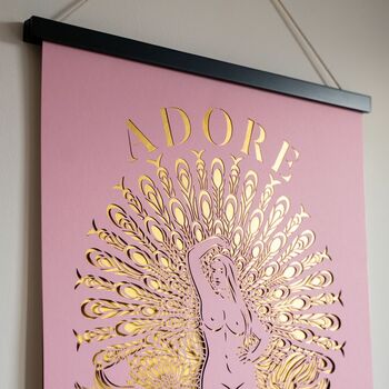 Empowering 'Adore Every Inch' Pink Papercut Wall Art, 7 of 9