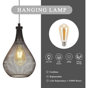 Hanging Cage Lamp Battery Powered Pendant Lamp, 5 of 6