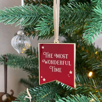 Most Wonderful Time Enamel Christmas Tree Decoration, 8 of 9
