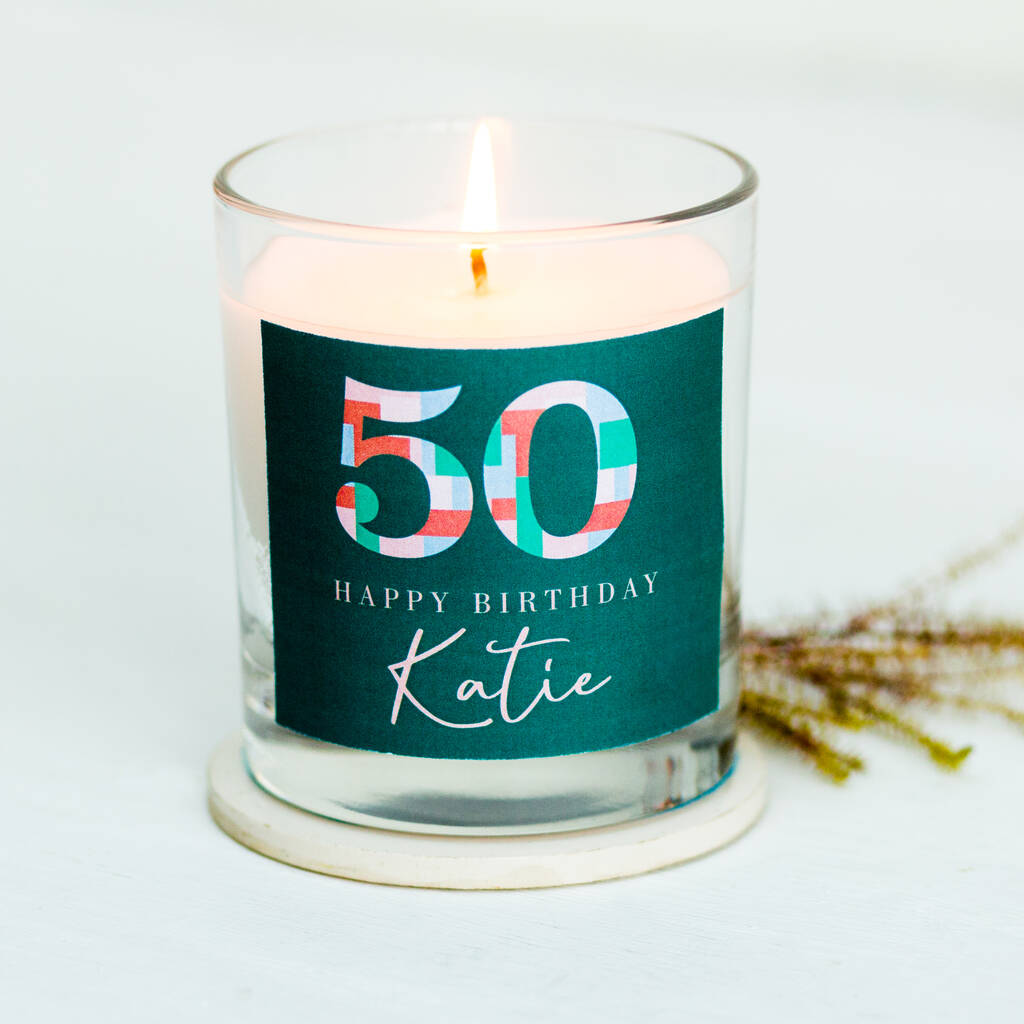 Happy 50th Birthday Candle By Little Cherub Design