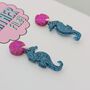 Blue And Pink Seahorse Earrings, thumbnail 4 of 4