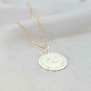 Wreath And Date Disc Personalised Necklace, 2 of 8