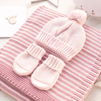 Dawn Pink And Petal Pink Dainty Stripe Baby Blanket, 3 of 12
