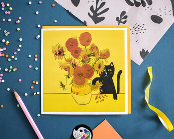 Sunflower Cat Greetings Card, 2 of 2