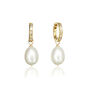 Diamond Style Baguette Pearl Drop Hoop Earrings, thumbnail 5 of 11
