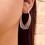 Gold Plated Silver Multi Wire Pointed Hoop Earrings, thumbnail 7 of 8