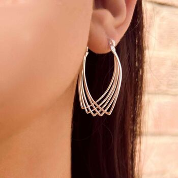 Gold Plated Silver Multi Wire Pointed Hoop Earrings, 7 of 8