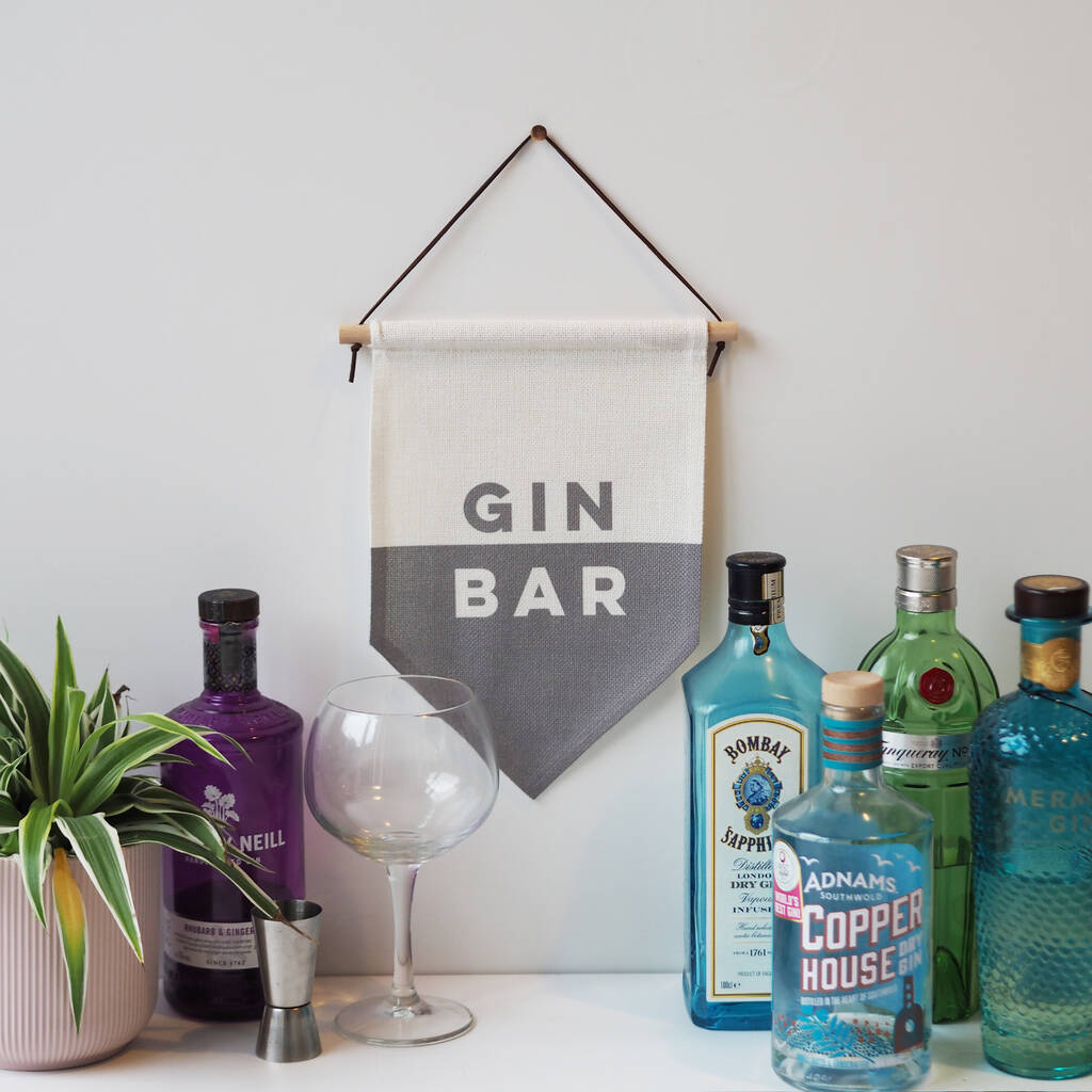 Gin Bar Linen Wall Hanging Flag By Sweetlove Press