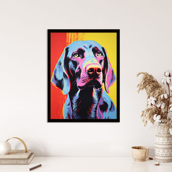 Winning Weimaraner Neon Pet Portrait Wall Art Print, 4 of 6