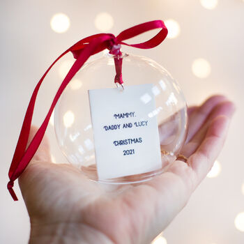 Personalised Photo And Message Glass Christmas Bauble, 2 of 4