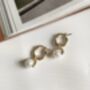 Chunky 14 K Gold Plated Silver Pearl Hoops Earrings, thumbnail 6 of 8