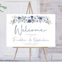 Wedding Welcome Sign Winter Blue Floral, thumbnail 1 of 6