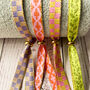 Set Of Four Festival Ribbon Bracelets, Checks / Leaves, thumbnail 4 of 5