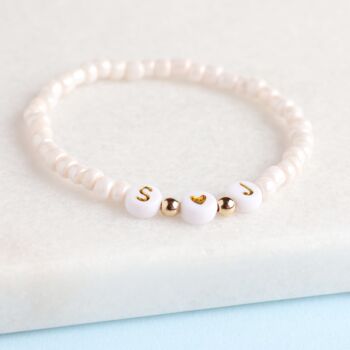 Personalised Beaded Initial Heart Bracelet, 3 of 8